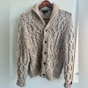 Banana Republic Men's Cable Knit Wool Blend Cardigan - Gray